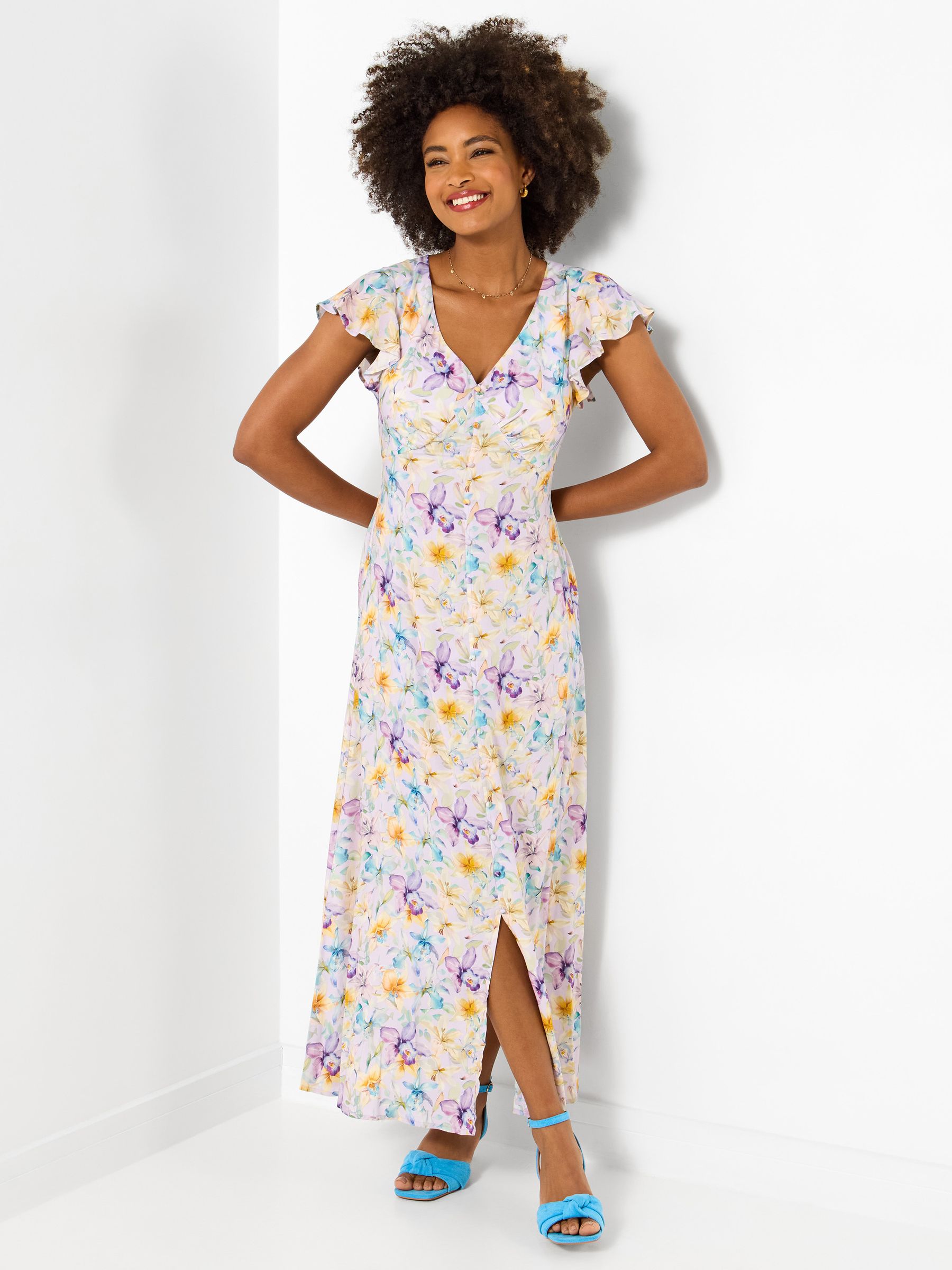 Joe Browns Women's White Petite Watercolours Printed Floral Dress
