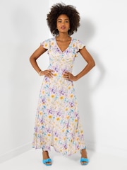 Joe Browns White Petite Watercolours Printed Floral Dress - Image 3 of 5