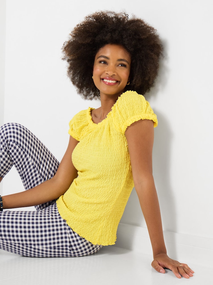 Joe Browns Yellow Beautifully Boho Textured Jersey Top - Image 1 of 5
