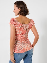 Joe Browns Orange Summer Days Printed Boho Top - Image 2 of 5