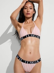 Victoria's Secret Iconic Stripe Pink Exploded Logo Bikini Bottoms - Image 2 of 3