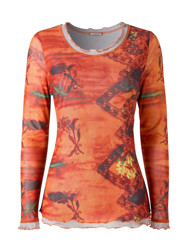 Joe Browns Orange Darcie Long Sleeve Mesh Top - Image 6 of 6 Joe Browns Orange Darcie Long Sleeve Mesh Top - Image 6 of 6