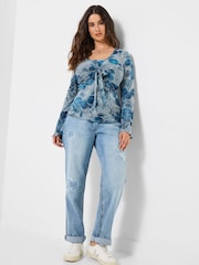 Joe Browns Blue Beach Boutique Tie Front Flocked Top - Image 3 of 7