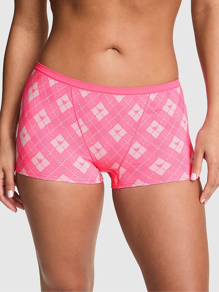 Victoria's Secret Pink Pink Argyle Print Boyshort Ribbed Seamless Knickers - Image 1 of 2 Victoria's Secret Pink Pink Argyle Print Boyshort Ribbed Seamless Knickers - Image 1 of 2