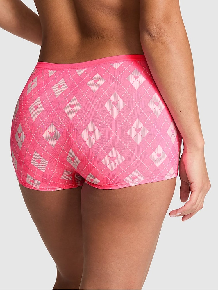 Victoria's Secret Pink Pink Argyle Print Boyshort Ribbed Seamless Knickers - Image 2 of 2 Victoria's Secret Pink Pink Argyle Print Boyshort Ribbed Seamless Knickers - Image 2 of 2