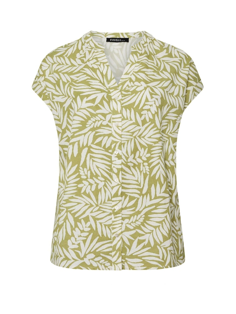 Evans Green Linen Blend Notch Neck Shirt - Image 2 of 2