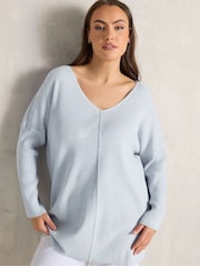 Evans Blue Seam Detail Batwing Jumper - Image 1 of 5