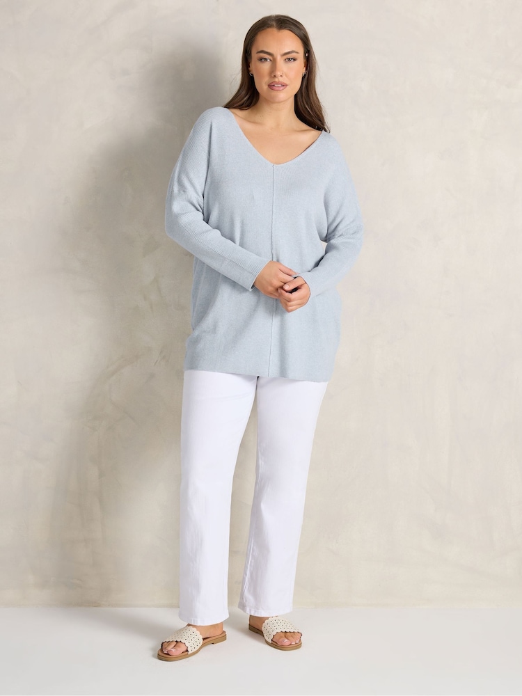 Evans Blue Seam Detail Batwing Jumper - Image 2 of 5 Evans Blue Seam Detail Batwing Jumper - Image 2 of 5