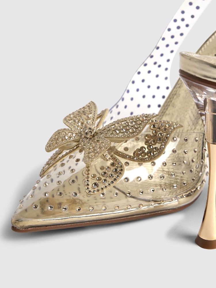 River Island Gəlinlik Kəpənəyi Perspex Slingback Court Heels - 6şəkildən 6 şəkil