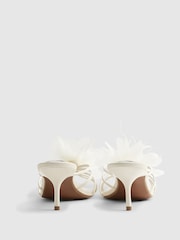 River Island Cream Bridal 3D Flower Heeled Mules - Image 4 of 5