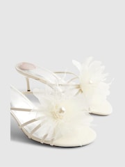 River Island Cream Bridal 3D Flower Heeled Mules - Image 5 of 5