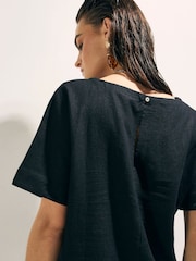River Island Black Cap Sleeve Linen T-Shirt - Image 2 of 4
