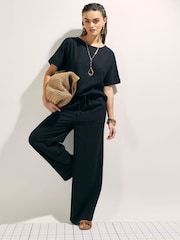 River Island Black Cap Sleeve Linen T-Shirt - Image 4 of 4