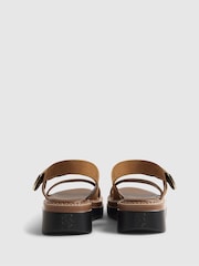 River Island Brown Faux Suede Two Part Ring Buckle Flatform Sandals - Image 3 of 6