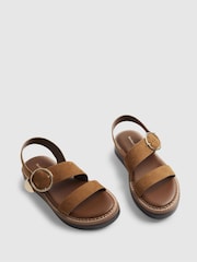 River Island Brown Faux Suede Two Part Ring Buckle Flatform Sandals - Image 4 of 6