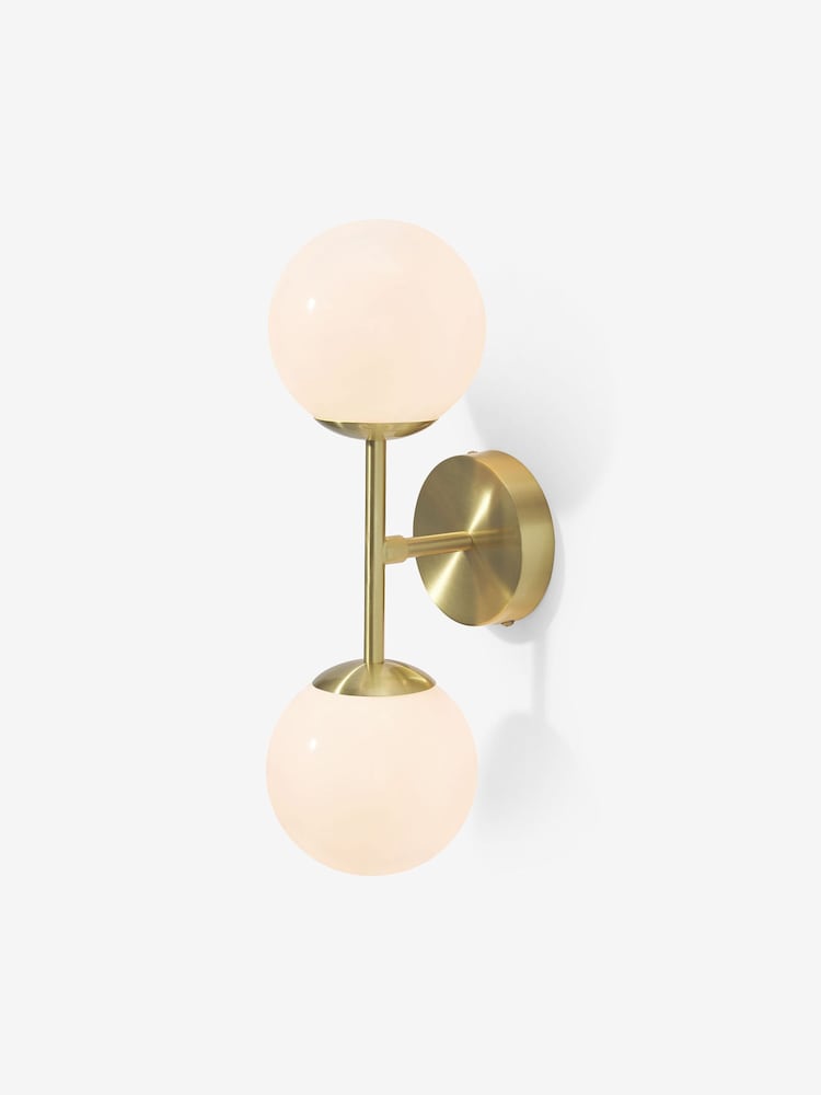 MADE.COM Brass/ Opal Globe Wall Light - Image 2 of 2