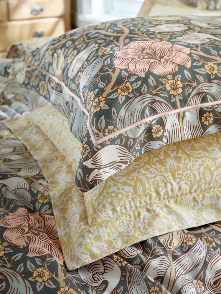 William Morris At Home Set of 2 Mineral Blue Spring Thicket 250 Thread Count Pillowcases - Image 1 of 5 William Morris At Home Set of 2 Mineral Blue Spring Thicket 250 Thread Count Pillowcases - Image 1 of 5