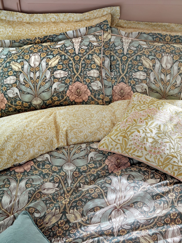 William Morris At Home Set of 2 Mineral Blue Spring Thicket 250 Thread Count Pillowcases - Image 2 of 5 William Morris At Home Set of 2 Mineral Blue Spring Thicket 250 Thread Count Pillowcases - Image 2 of 5