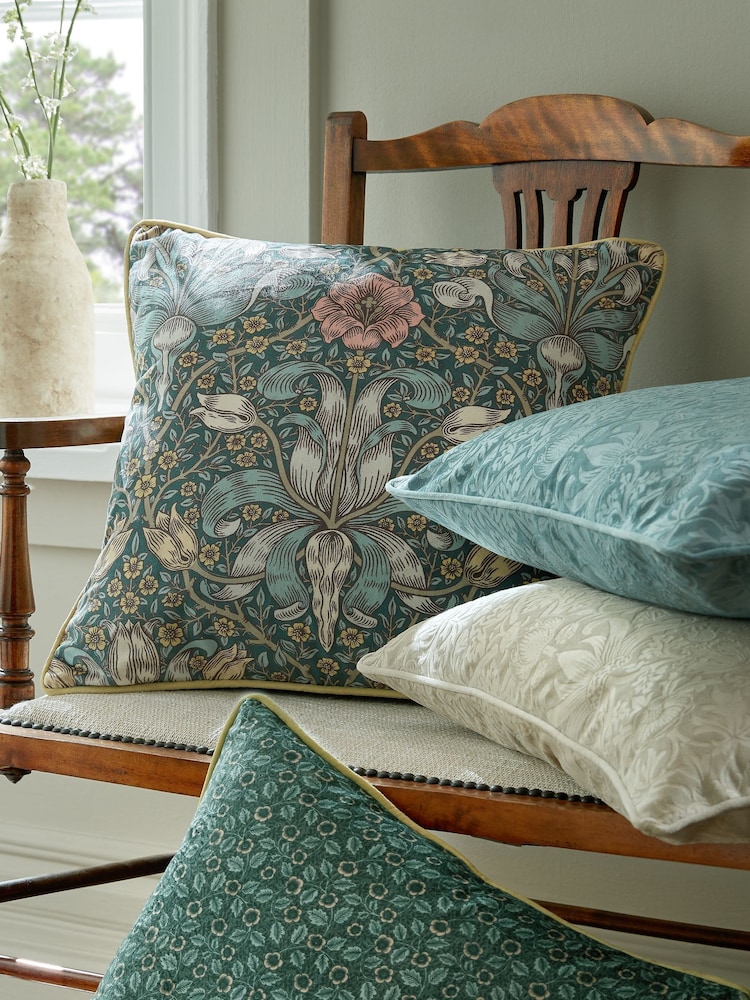 William Morris At Home Mineral Blue Spring Thicket Cushion - Image 1 of 3