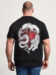 BadRhino Big & Tall Black Longline Japanese Tiger T-Shirt - Image 3 of 7