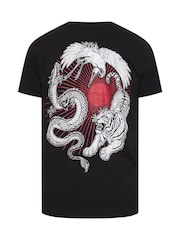 BadRhino Big & Tall Black Longline Japanese Tiger T-Shirt - Image 7 of 7