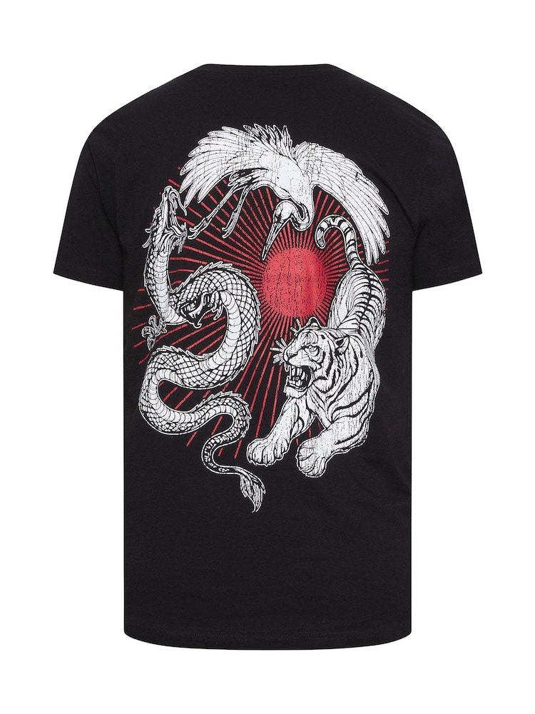 BadRhino Big & Tall Black Longline Japanese Tiger T-Shirt - Image 7 of 7