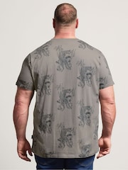 BadRhino Big & Tall Grey All-Over Print Tiger Bamboo T-Shirt - Image 3 of 6
