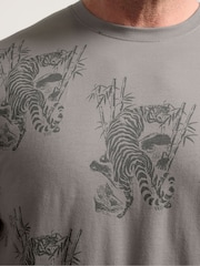 BadRhino Big & Tall Grey All-Over Print Tiger Bamboo T-Shirt - Image 4 of 6