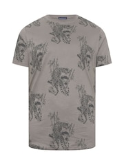 BadRhino Big & Tall Grey All-Over Print Tiger Bamboo T-Shirt - Image 5 of 6