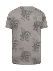 BadRhino Big & Tall Grey All-Over Print Tiger Bamboo T-Shirt - Image 6 of 6