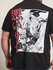 BadRhino Big & Tall Black Longline Front & Back Japanese T-Shirt - Image 4 of 7