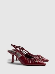 River Island Red Ruched Bow Slingback Court Heels - Image 2 of 6