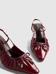 River Island Red Ruched Bow Slingback Court Heels - Image 4 of 6
