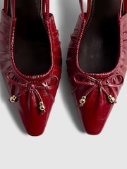 River Island Red Ruched Bow Slingback Court Heels - Image 5 of 6