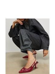 River Island Red Ruched Bow Slingback Court Heels - Image 6 of 6