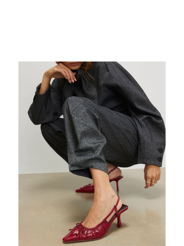 River Island Red Ruched Bow Slingback Court Heels - Image 6 of 6 River Island Red Ruched Bow Slingback Court Heels - Image 6 of 6