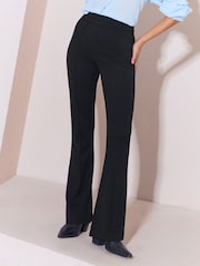 Lipsy Black High Waisted Bootleg Jersey Trousers - Image 1 of 5