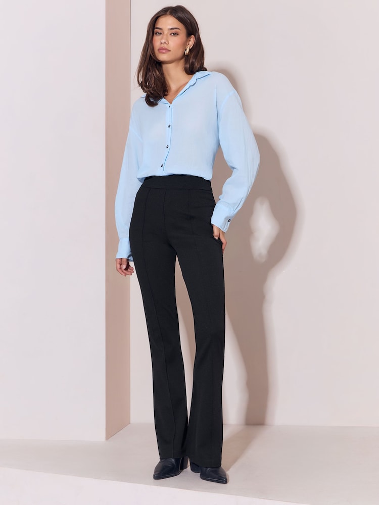 Lipsy Black High Waisted Bootleg Jersey Trousers - Image 2 of 5