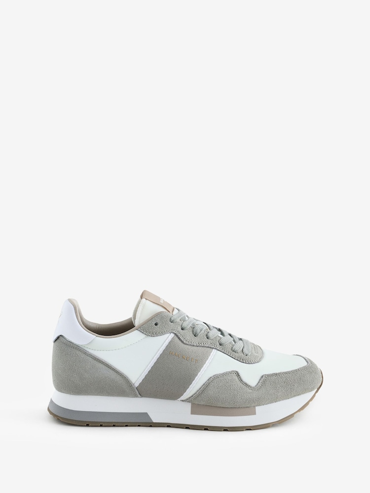 Hackett Grey Keston Symbol Leather And Suede Trainers - Image 1 of 6