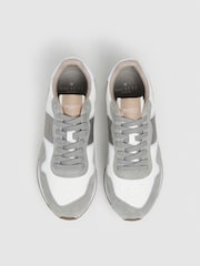 Hackett Grey Keston Symbol Leather And Suede Trainers - Image 2 of 6