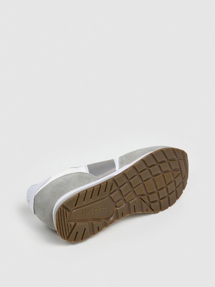 Hackett Grey Keston Symbol Leather And Suede Trainers - Image 6 of 6