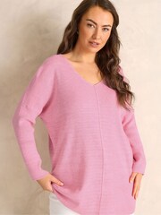 Evans Pink Seam Detail Batwing Jumper - Image 1 of 5