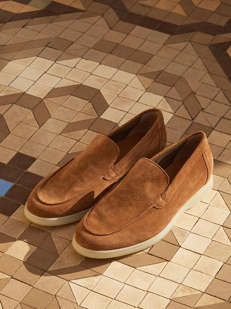 Hackett Brown Martin Plain Suede Loafer Shoes - Image 1 of 7