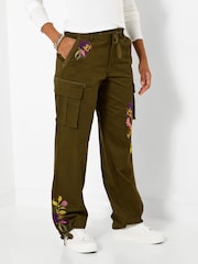 Joe Browns Green Remarkable Embroidered Cargo Trousers - Image 5 of 6