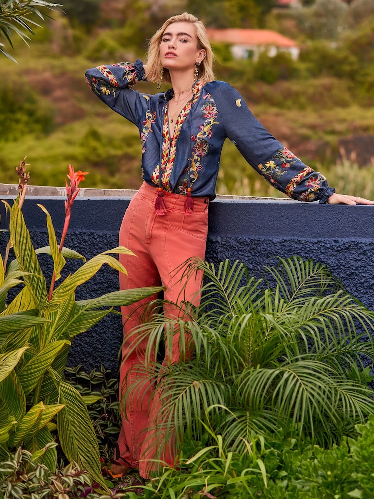 Joe Browns Rust Mia Kick Flare Twill Trousers - Image 1 of 6