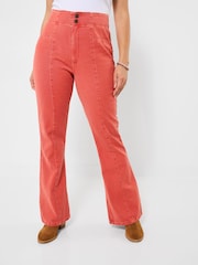 Joe Browns Rust Mia Kick Flare Twill Trousers - Image 2 of 6