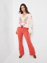 Joe Browns Rust Mia Kick Flare Twill Trousers - Image 3 of 6