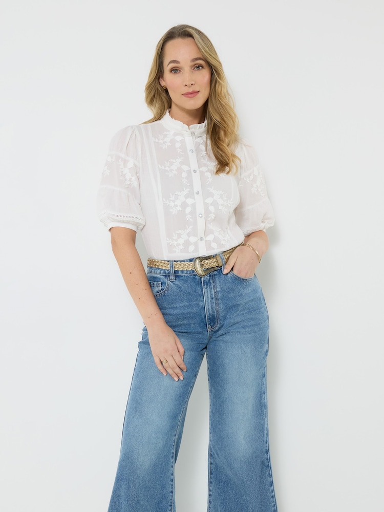 Joe Browns White Patsy Embroidered Blouse - Image 2 of 5