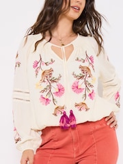 Joe Browns Cream Sunset Skies Peasant Top - Image 5 of 6