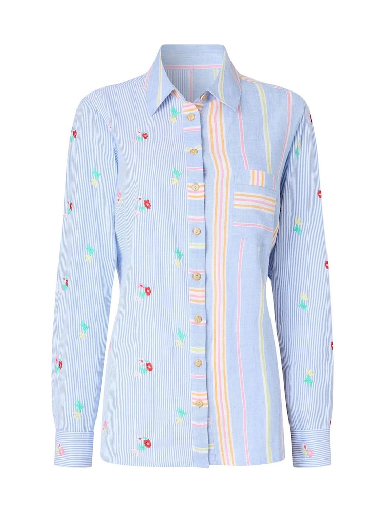 Joe Browns Blue Florence Embroidered Cotton Shirt - Image 5 of 5